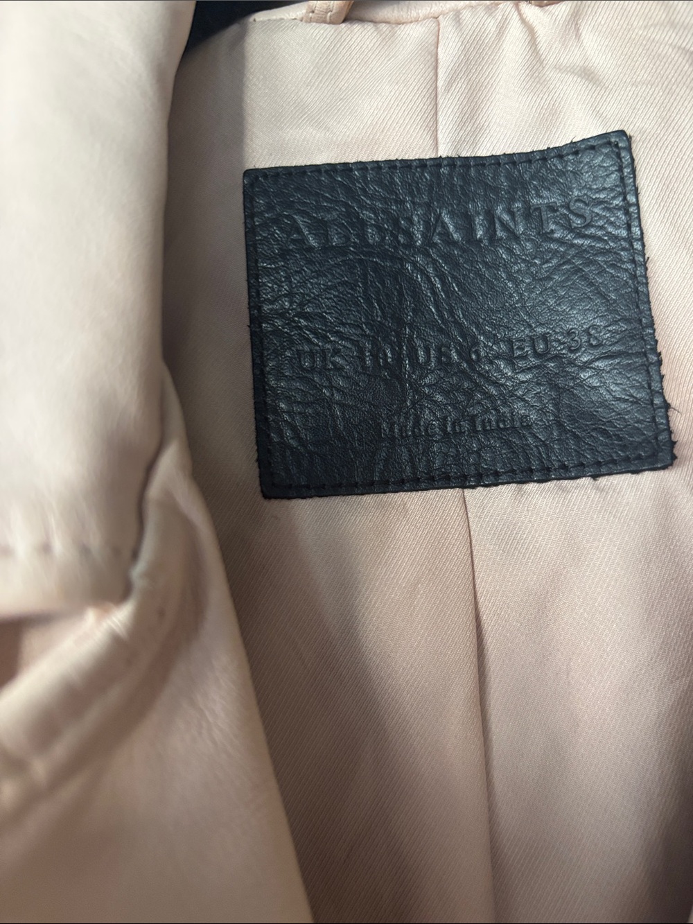 ALLSAINTS Balfern leather jacket - light pink - size 6. - Picture 4 of 6